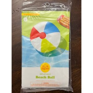 Sun Squad Inflatable Beach Ball 14 Inch Multi Color Pool Toy New NIP 091119397